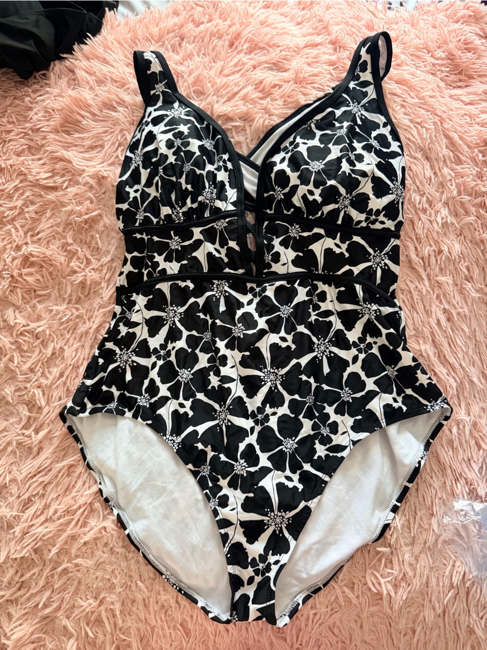 Adore Me Black and White Floral swimsuit
